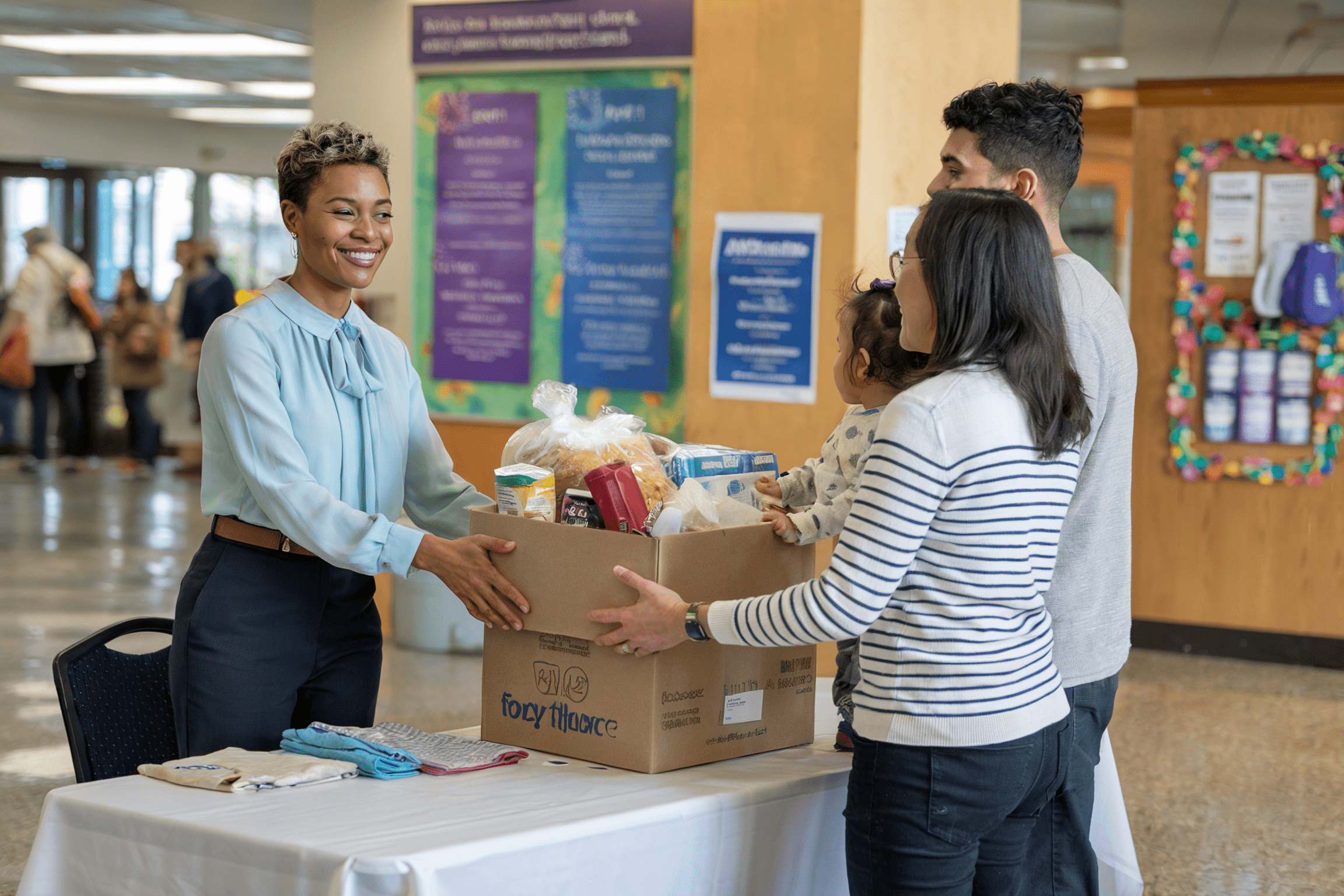 Giving2 Volunteer Distributes Care Package