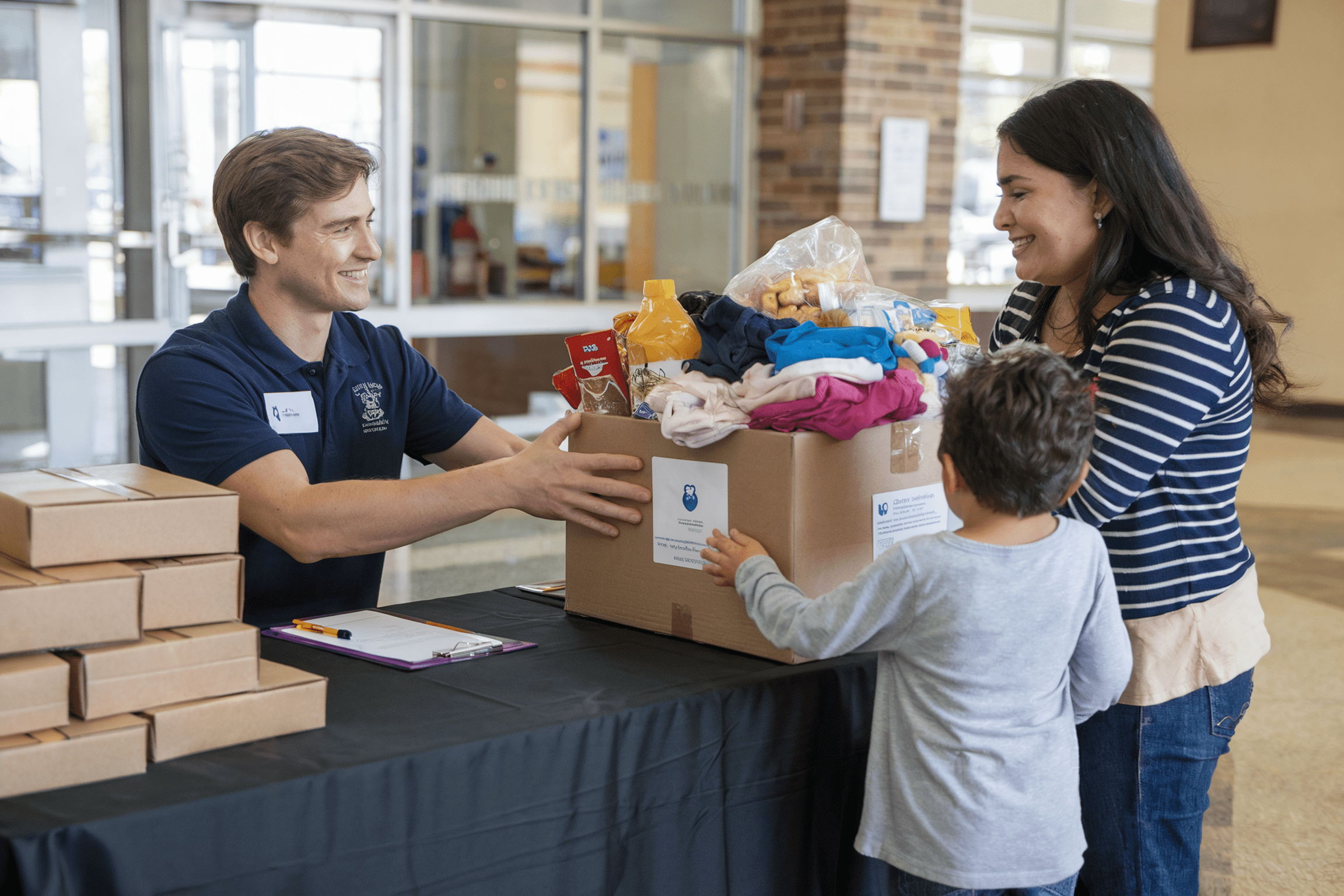 Giving2 Volunteer distributes care package