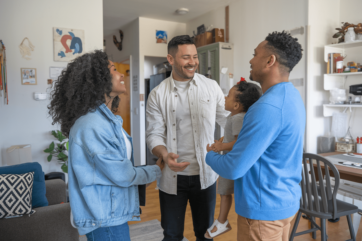 Social worker checks in on family